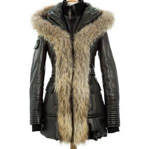 Rudsak Jenny Leather Parka with Fur Trim